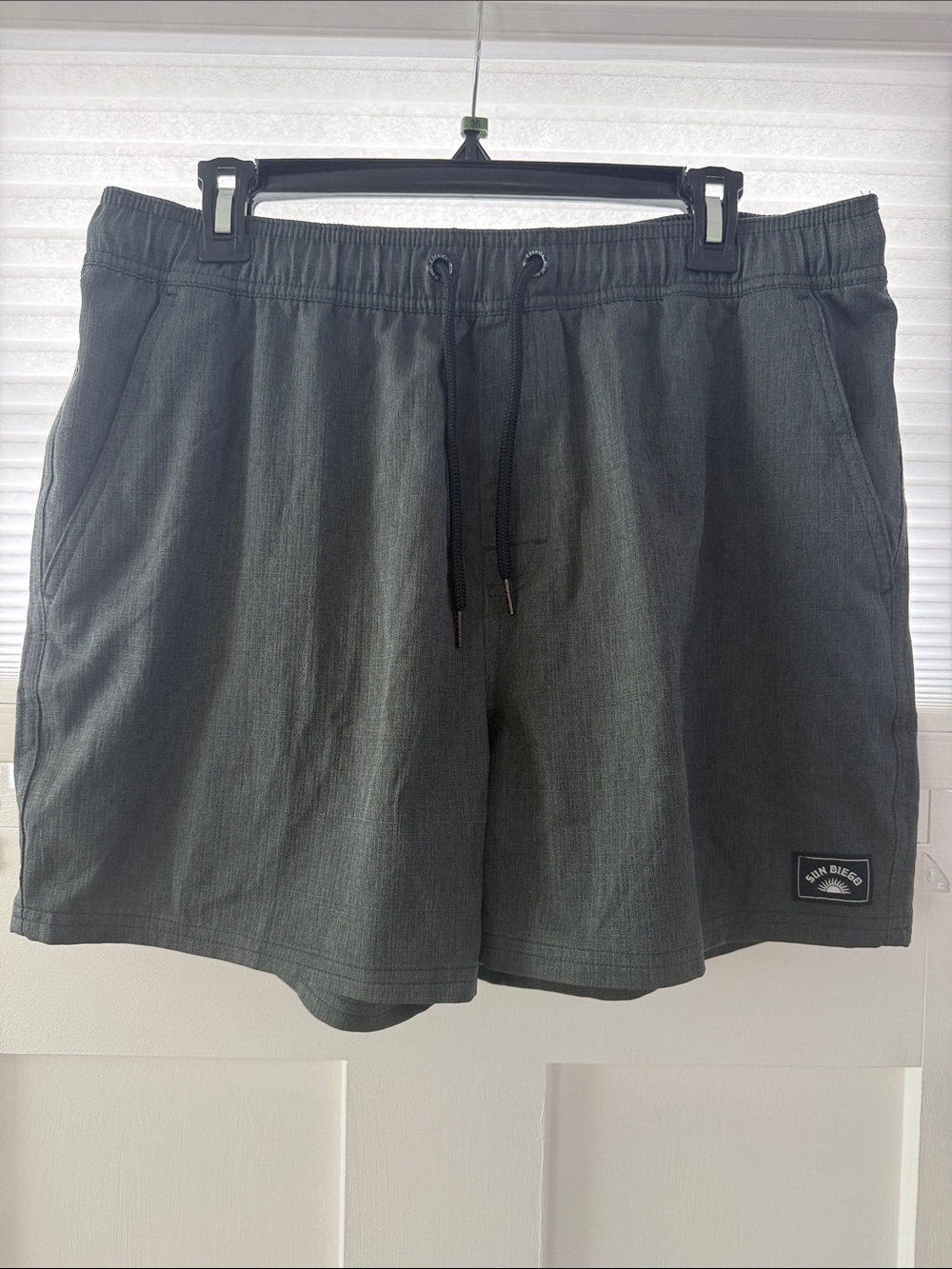 Sun Diego Charcoal Drawstring Swim Shorts, 4” inseam- sz 34